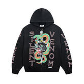 DUAA Silent Venom Panther Snake Graphic Zip‑Up Hoodie