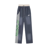 Roughplay Vertical Letter Striped Rhinestone Loose‑Fit Joggers