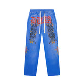 DUAA Flaming Panther Tattoo Straight‑Leg Sweatpants