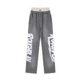 Roughplay Lightning Letter Loose Straight‑Leg Joggers