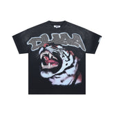 DUAA Roaring Tiger Rhinestone Double‑Sided Oversized Tee