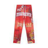 DUAA Forever Flaming Dice Poker Straight‑Leg Sweatpants