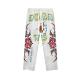 DUAA Sun‑Moon Tribal Heart Straight‑Leg Sweatpants