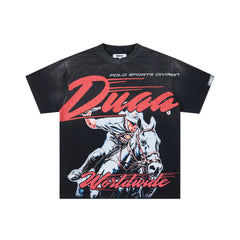 DUAA Worldwide Retro Horse Rider Rhinestone Oversized Tee