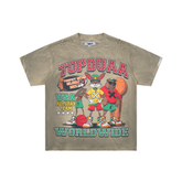 DUAA Cartoon Allstar Basketball Ripped‑Hole Oversized Tee