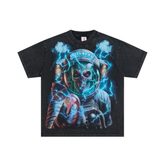 Jellybean Astronaut Skull Lightning Big Blue J Logo Oversized Tee