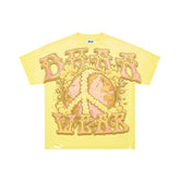 DUAA Distressed Earth Peace Sign Y2K Oversized Tee