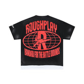 Roughplay Cowboy Skeleton Classic Car Rhinestone Oversized Tee