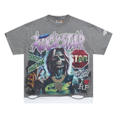 Roughplay Rockstar Skull Distressed Oversized Tee