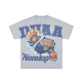 DUAA Nonstop Tiger Breaking Wall Rhinestone Oversized Tee