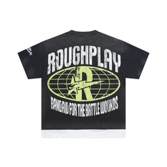 Roughplay Hip‑Hop Skull Smoke Graphic Oversized Tee