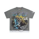 Roughplay Skeleton Guitarist Rhinestone Oversized Tee