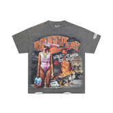 Roughplay Street Girl Fire Car Rhinestone Oversized Tee