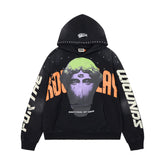 Roughplay Sculpture Neon Globe‑R Studded Oversized Hoodie
