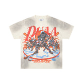 DUAA Vintage Hockey Cracked Print Oversized Retro Sports Tee