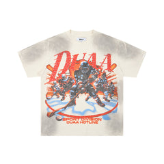DUAA Vintage Hockey Cracked Print Oversized Retro Sports Tee