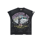 Roughplay World Tour Eagle Rhinestone Oversized Tank Top