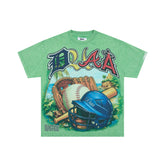 DUAA Vintage California Baseball Graffiti Front‑Back Print Tee