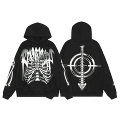 Revenge Ribcage Spine Crosshair Arch Logo Pullover Hoodie