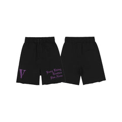 Vlone Gothic Logo Graphic Sweatshorts - Black/Purple