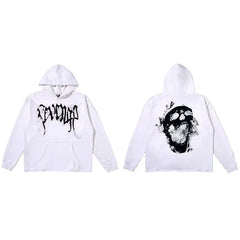Revenge Smoke Skull Arch Logo Pullover Hoodie white