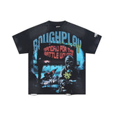 Roughplay Gas Mask Apocalypse Rhinestone Oversized Tee