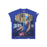 Roughplay Skeleton‑Mask Rhinestone Oversized Tank Top