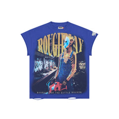 Roughplay Skeleton‑Mask Rhinestone Oversized Tank Top