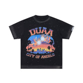 Duaa Black City Of Angels Cherub Graphic Oversized Tee