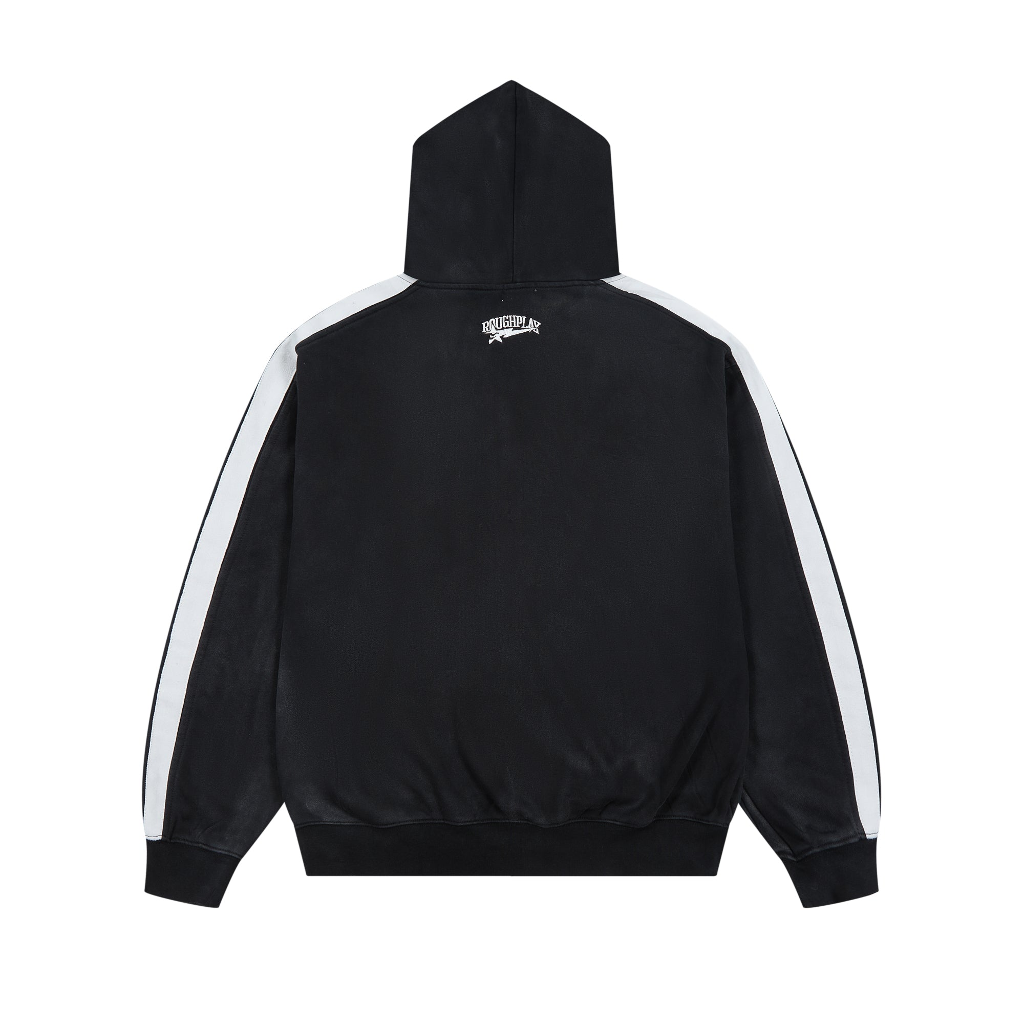 Roughplay Rivet‑Studded Side‑Stripe Oversized Zip‑Up Hoodie