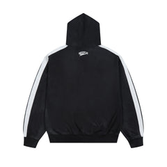 Roughplay Rivet‑Studded Side‑Stripe Oversized Zip‑Up Hoodie