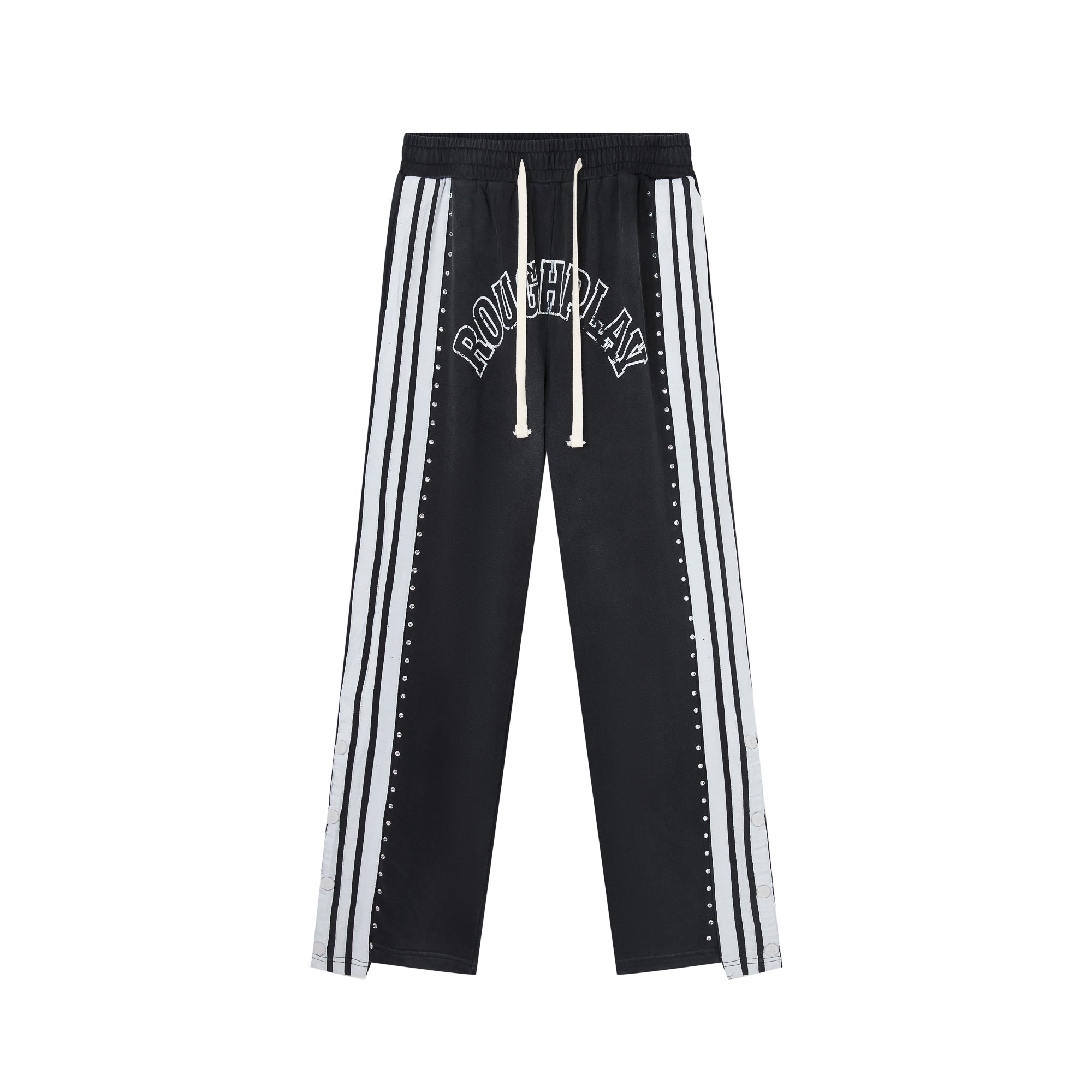 Roughplay Rhinestone Split‑Hem Loose Joggers