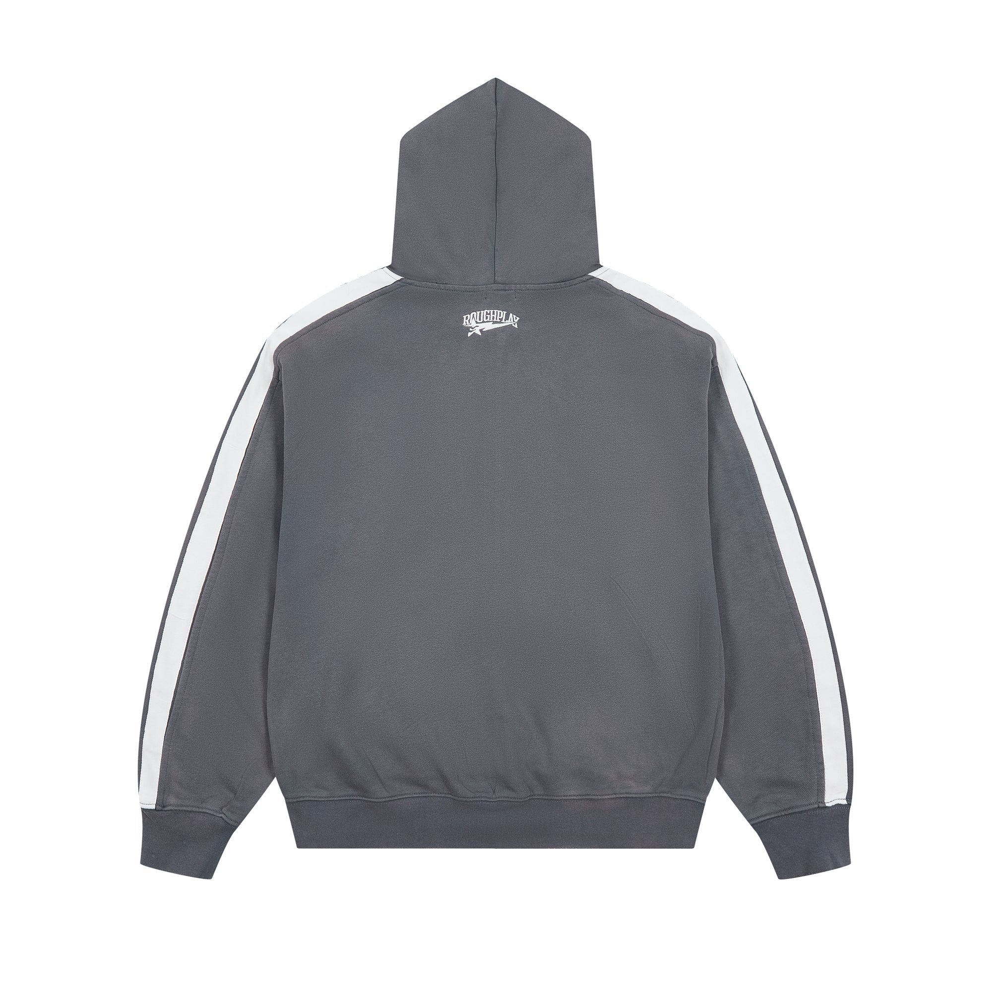 Roughplay Rivet‑Studded Side‑Stripe Oversized Zip‑Up Hoodie