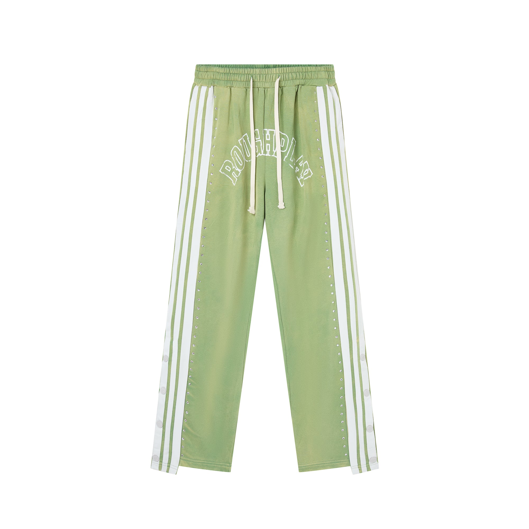 Roughplay Rhinestone Split‑Hem Loose Joggers