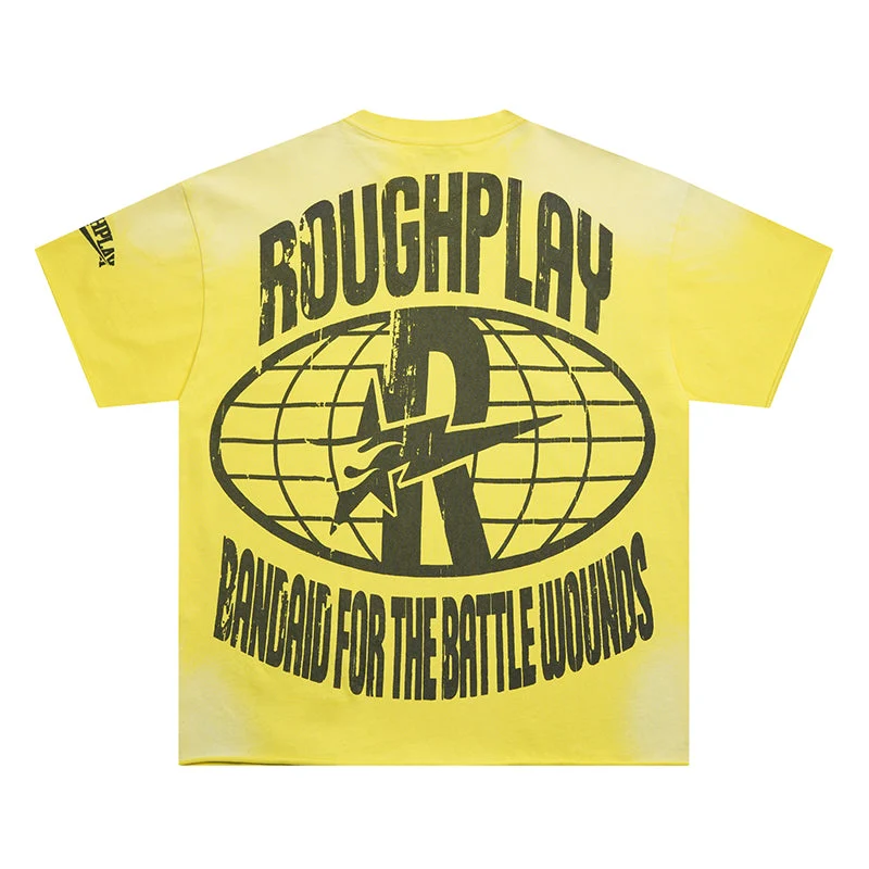 Roughplay Skate Skeleton Rhinestone Letter Distressed Hem Oversized Tee
