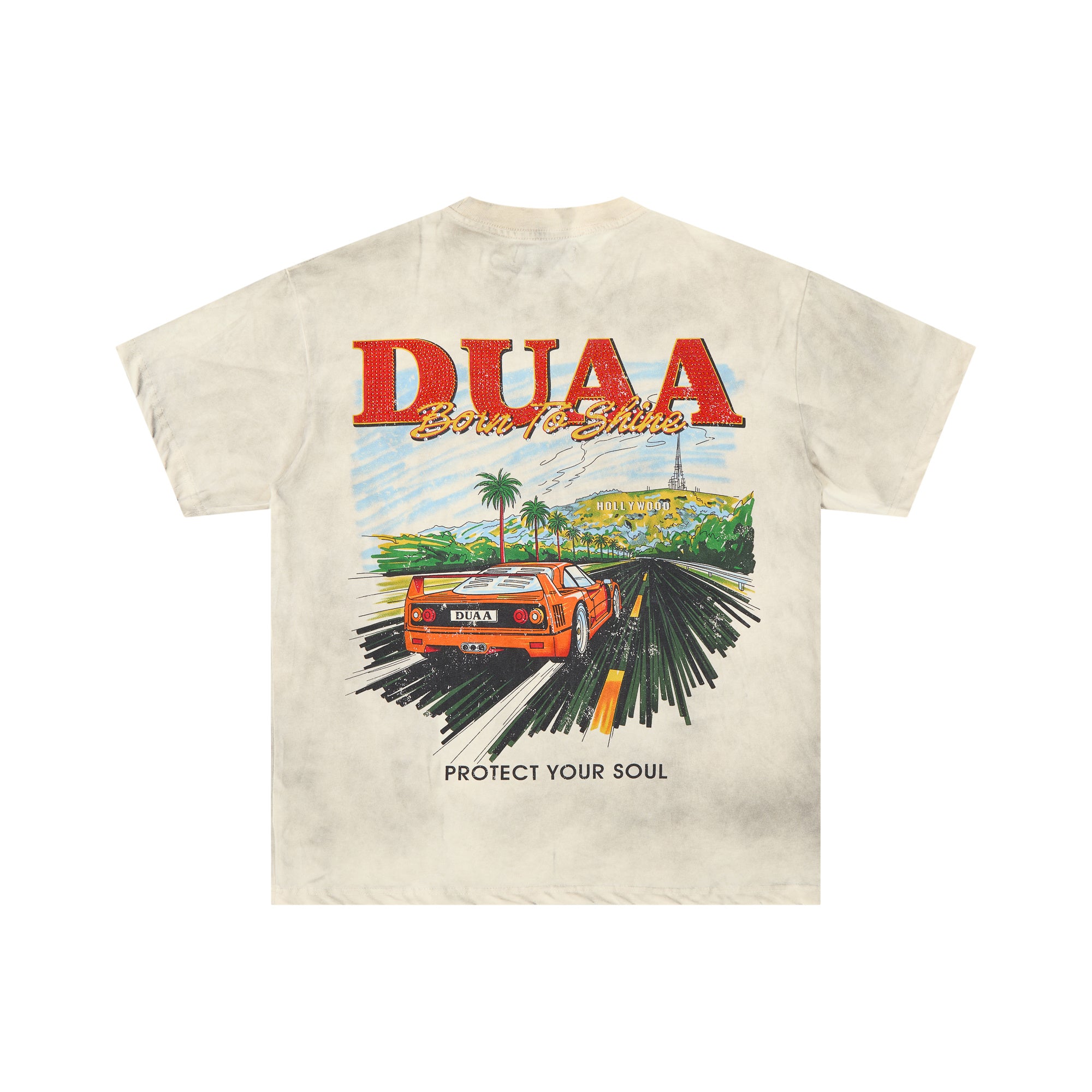 DUAA Born To Shine Sports Car Rhinestone Oversized Tee