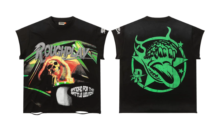 Roughplay Rhinestone Skull Car Punk Oversized Tank Top