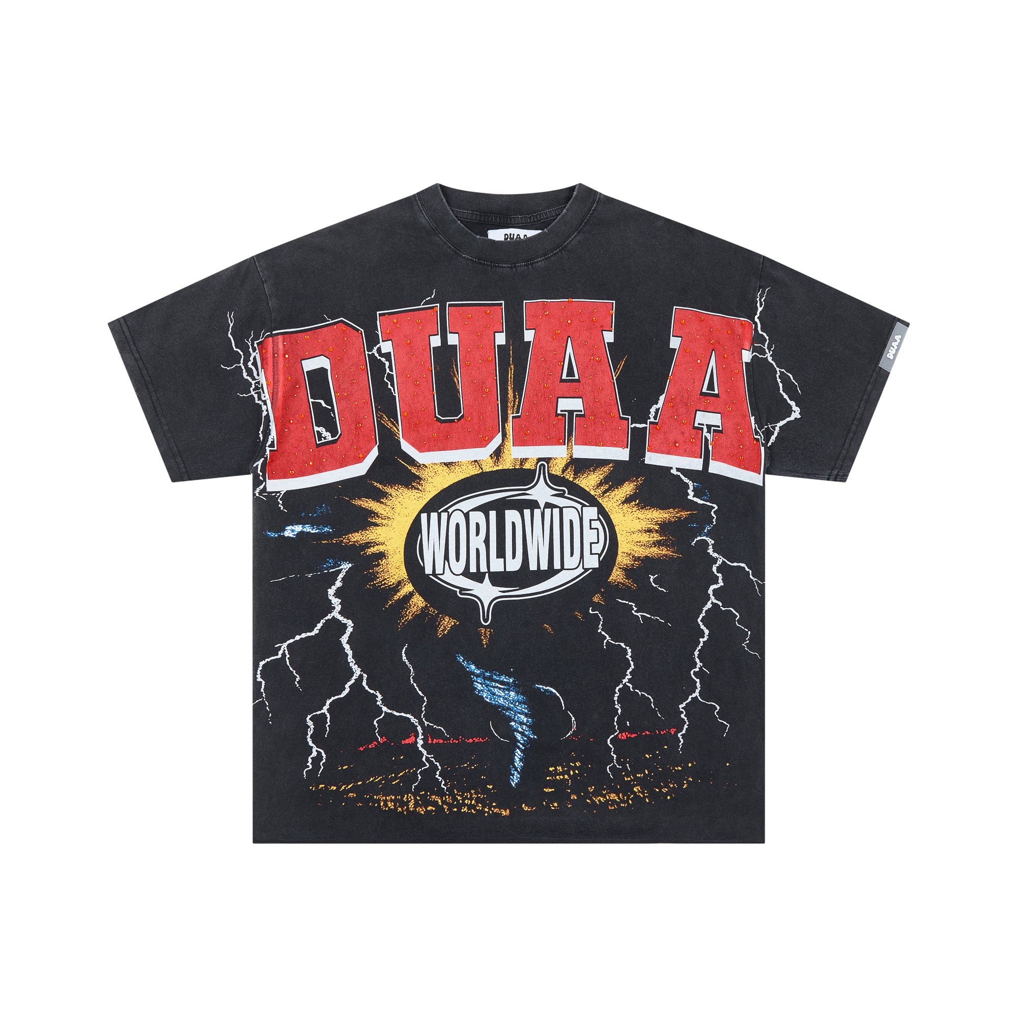 DUAA Worldwide Lightning Rhinestone Oversized Tee