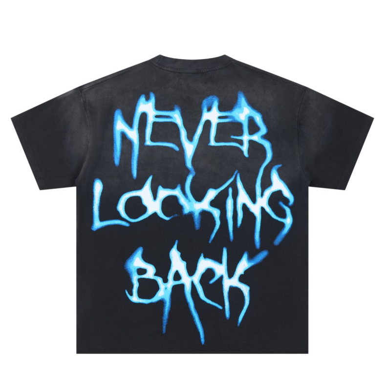 DUAA Never Looking Back Butterfly Blue Flame Oversized Tee