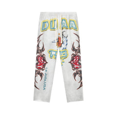 DUAA Sun‑Moon Tribal Heart Straight‑Leg Sweatpants