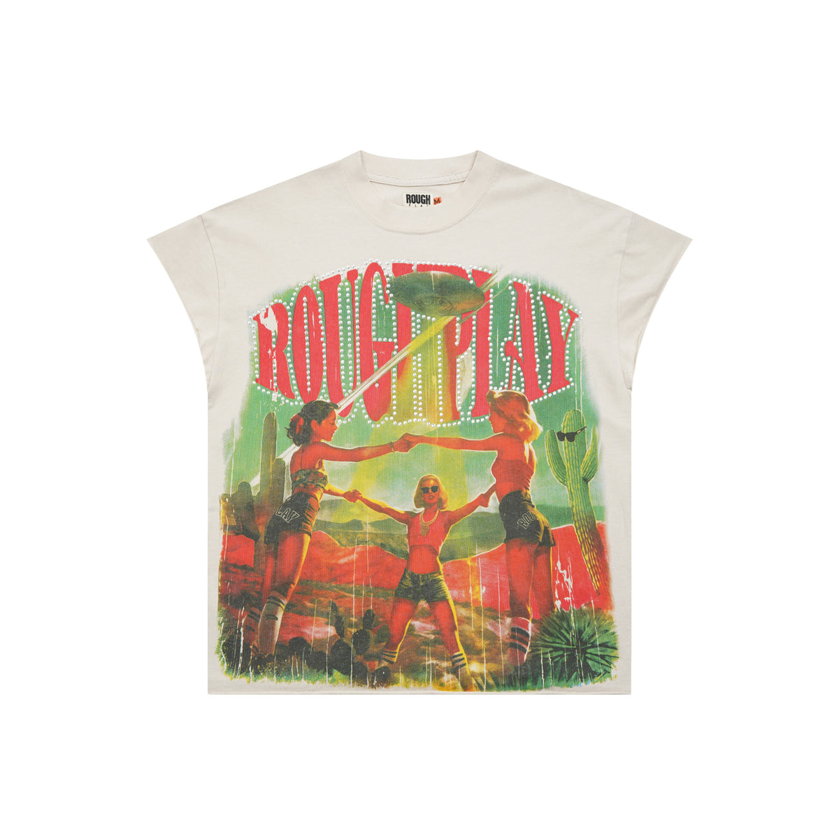 Roughplay Western Pin‑up Girl Rhinestone Oversized Tank Top