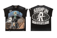 Roughplay Skull Skeleton Mountain Rhinestone Oversized Tee