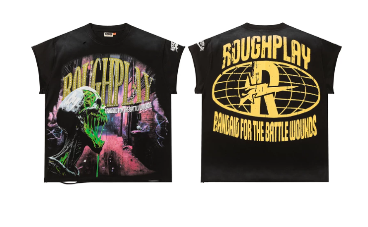 Roughplay Green Slime Monster Skull Rhinestone Oversized Tee