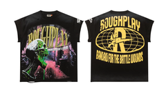 Roughplay Green Slime Monster Skull Rhinestone Oversized Tee