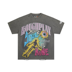 Roughplay Skeleton Eyeball Rhinestone Oversized Tee