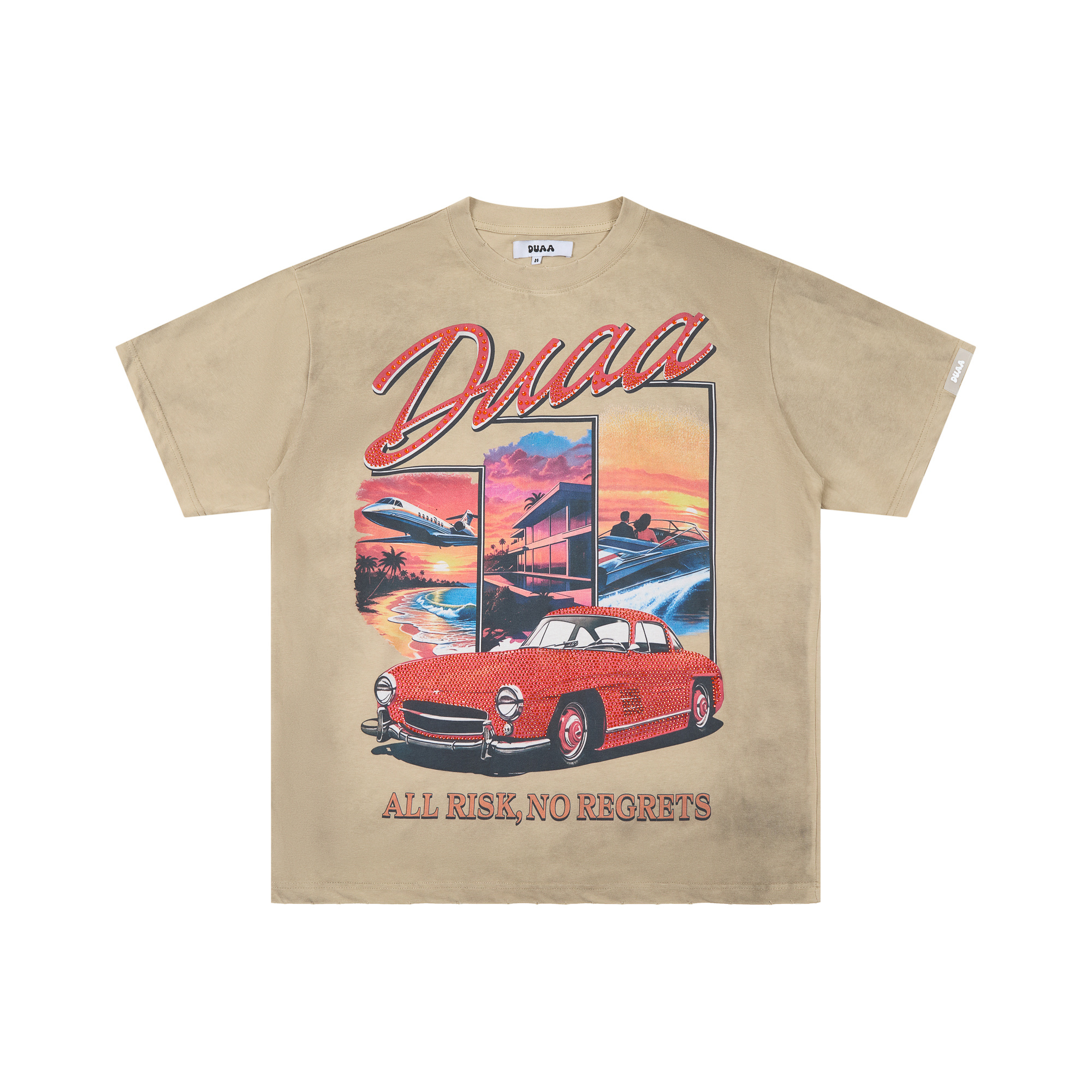 DUAA All Risk No Regrets Sunset Car Beach Oversized Tee