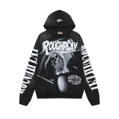 Roughplay Skull Car Star‑Tongue Oversized Hoodie