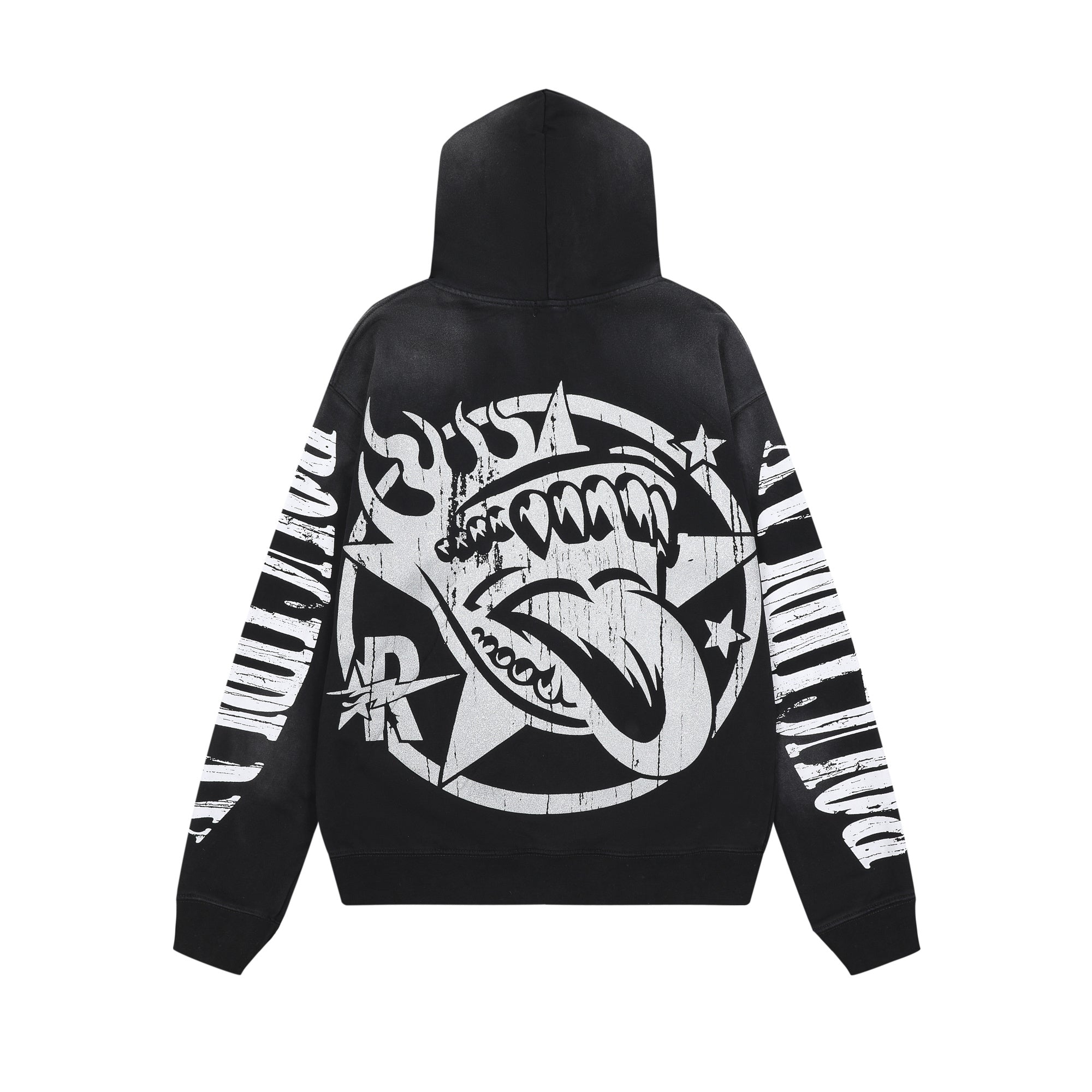 Roughplay Skull Car Star‑Tongue Oversized Hoodie