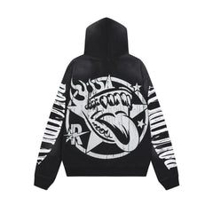 Roughplay Skull Car Star‑Tongue Oversized Hoodie