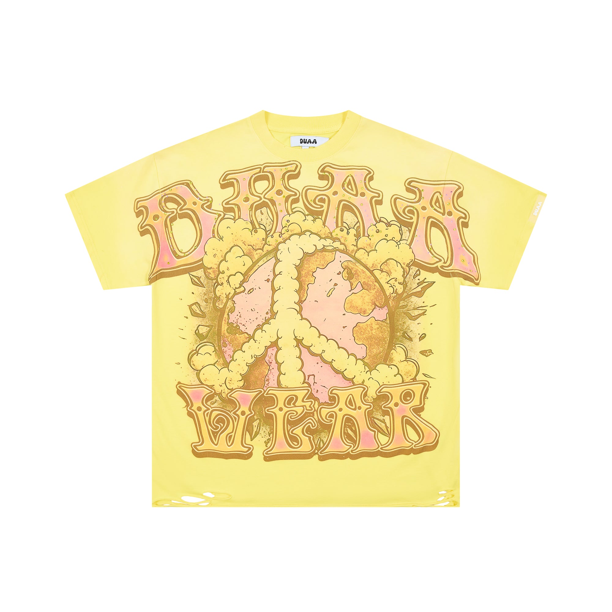 DUAA Distressed Earth Peace Sign Y2K Oversized Tee